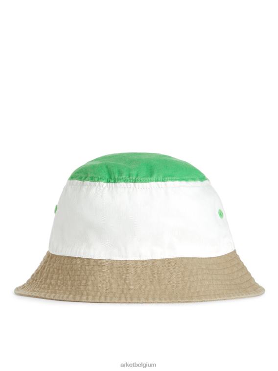 ARKET accessoires 0DXJP1630 groen/wit/beige vissershoed met kleurvlakken kinderen
