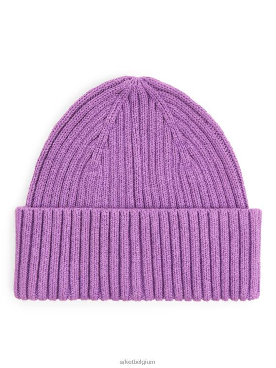 ARKET accessoires 0DXJP1634 paars ribgebreide muts kinderen