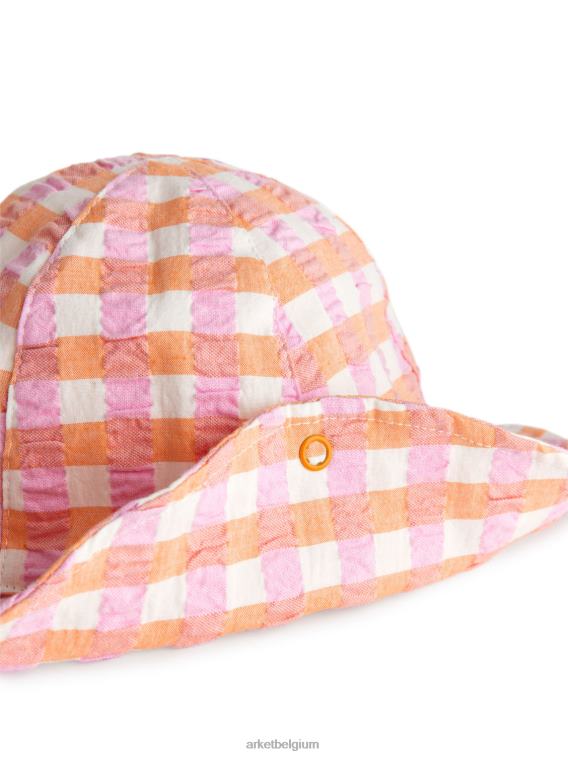 ARKET accessoires 0DXJP1636 oranje/ruit seersucker zonnehoed kinderen