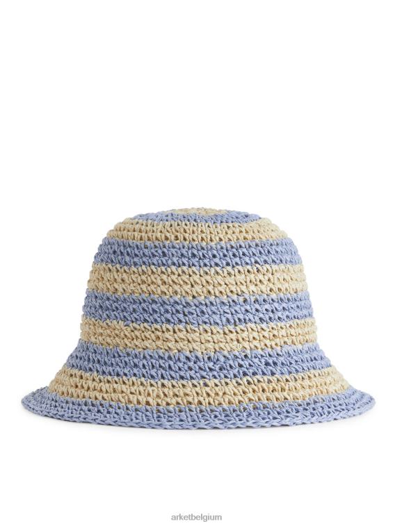 ARKET accessoires 0DXJP1637 beige/lichtblauw stro hoed kinderen