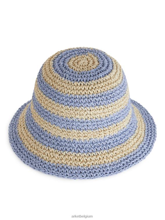 ARKET accessoires 0DXJP1637 beige/lichtblauw stro hoed kinderen