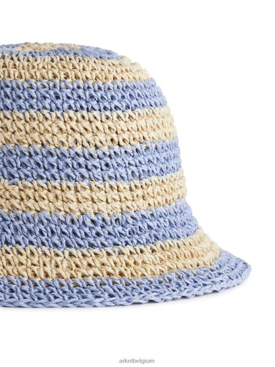 ARKET accessoires 0DXJP1637 beige/lichtblauw stro hoed kinderen