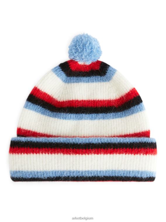 ARKET accessoires 0DXJP1641 wit/blauw/rood Pomponmuts van alpaca-merino kinderen