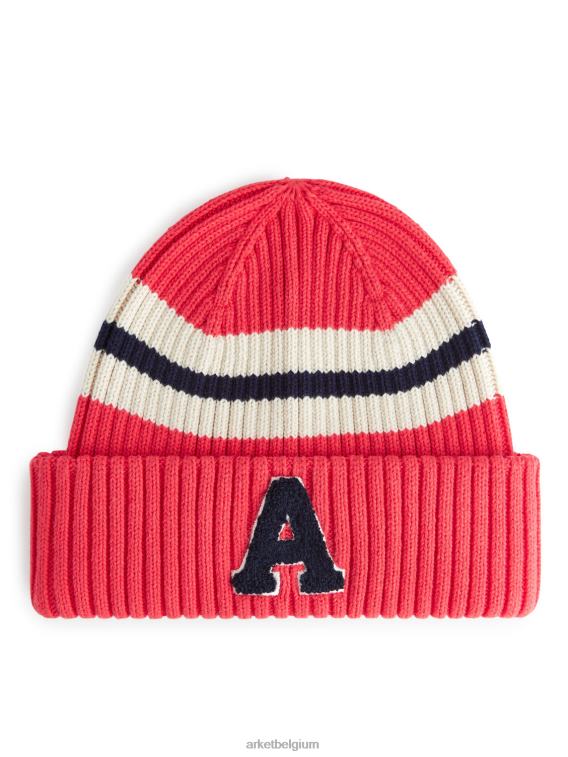ARKET accessoires 0DXJP1650 rood/wit/zwart geribbelde muts kinderen