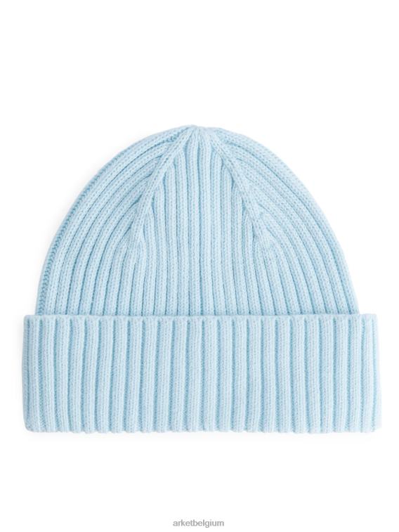ARKET accessoires 0DXJP1658 lichtblauw ribgebreide muts kinderen