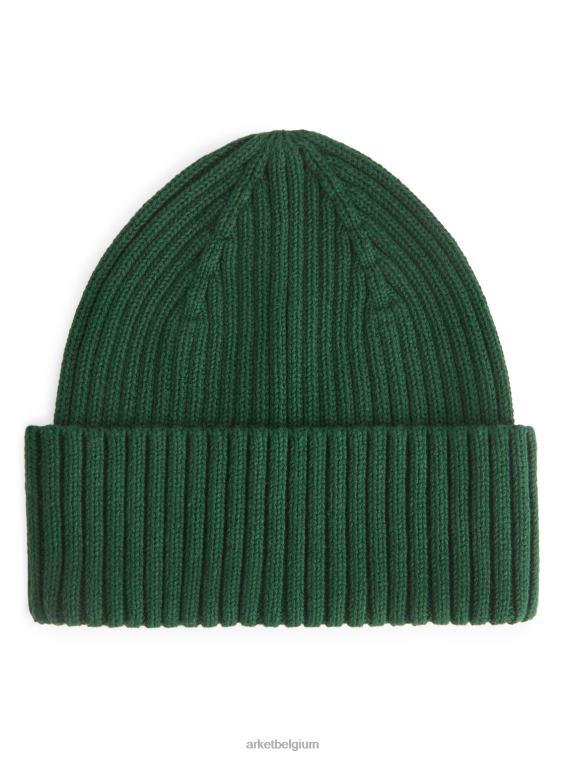 ARKET accessoires 0DXJP1659 donkergroen ribgebreide muts kinderen