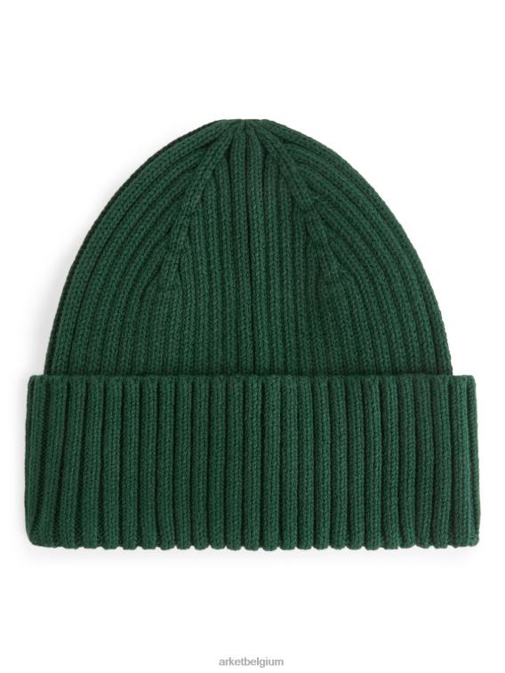 ARKET accessoires 0DXJP1659 donkergroen ribgebreide muts kinderen