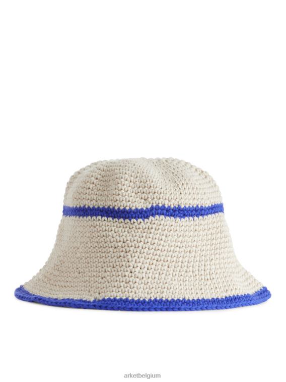 ARKET accessoires 0DXJP1693 beige/blauw gehaakte zonnehoed kinderen