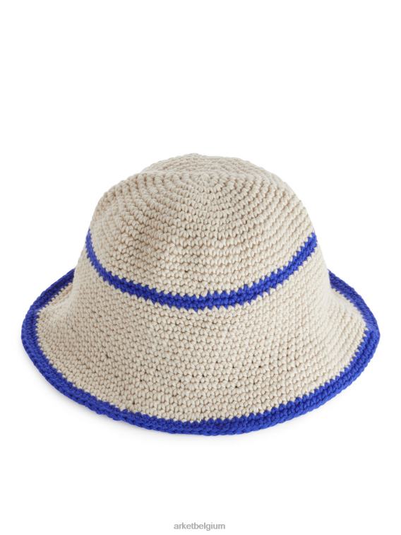 ARKET accessoires 0DXJP1693 beige/blauw gehaakte zonnehoed kinderen