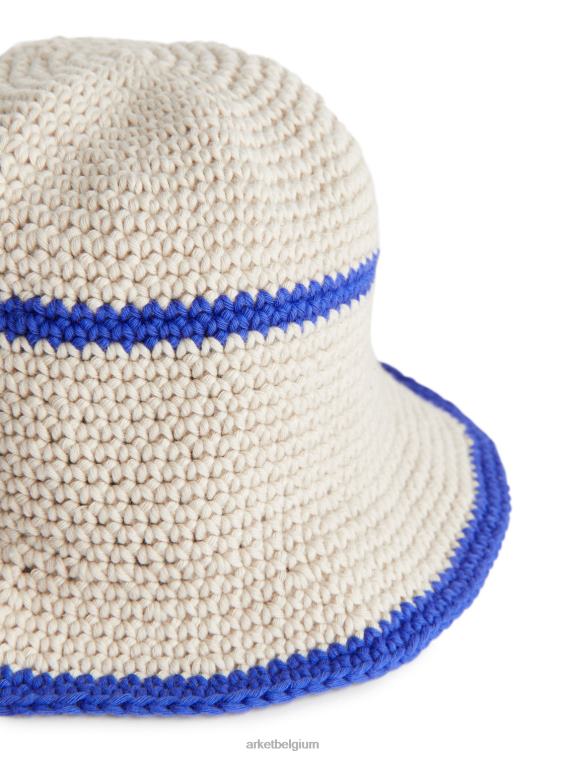 ARKET accessoires 0DXJP1693 beige/blauw gehaakte zonnehoed kinderen