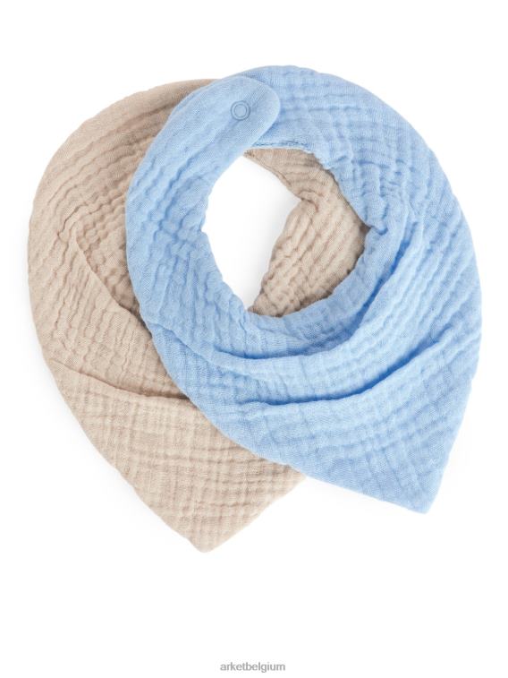 ARKET kleding 0DXJP1692 lichtblauw/beige slabbetje van kaasdoek, set van 2 kinderen