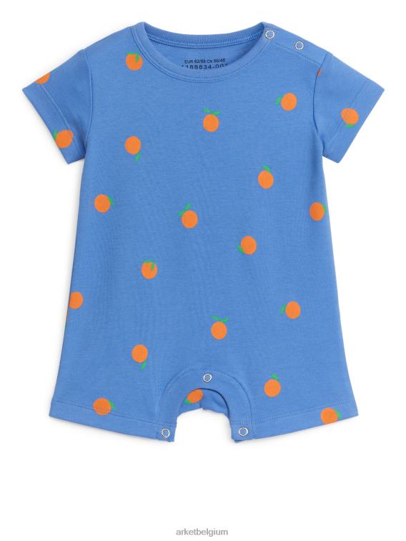 ARKET kleding 0DXJP1695 blauw/oranje korte jersey romper kinderen