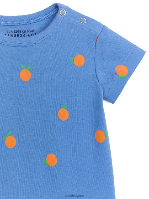ARKET kleding 0DXJP1695 blauw/oranje korte jersey romper kinderen
