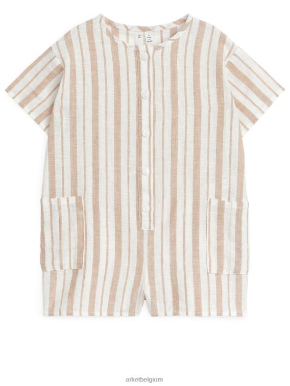 ARKET kleding 0DXJP1700 beige/strepen linnen rompertje kinderen