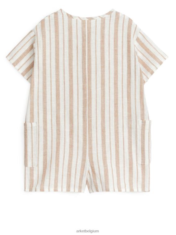 ARKET kleding 0DXJP1700 beige/strepen linnen rompertje kinderen