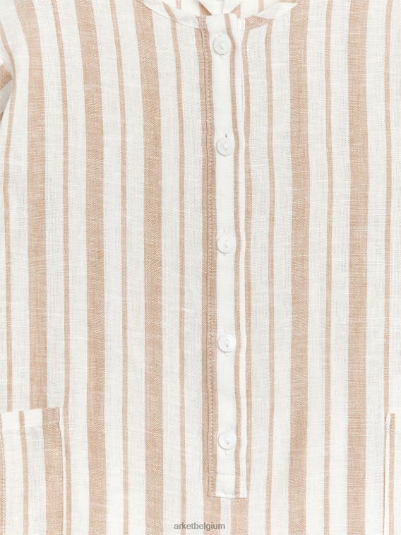 ARKET kleding 0DXJP1700 beige/strepen linnen rompertje kinderen