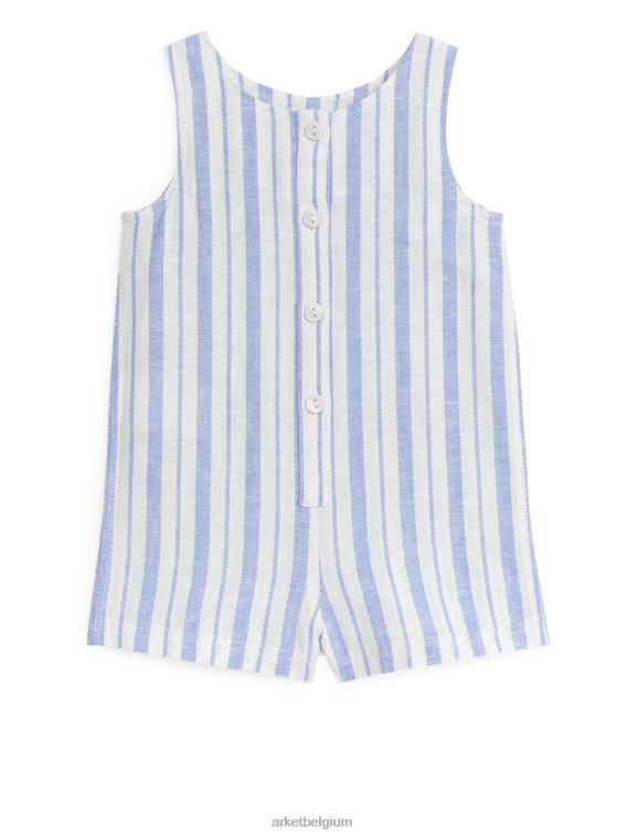 ARKET kleding 0DXJP1701 blauw/strepen mouwloze katoen-linnen romper kinderen