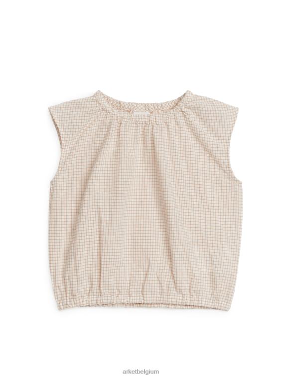ARKET kleding 0DXJP1702 beige/geruit mouwloze seersucker top kinderen