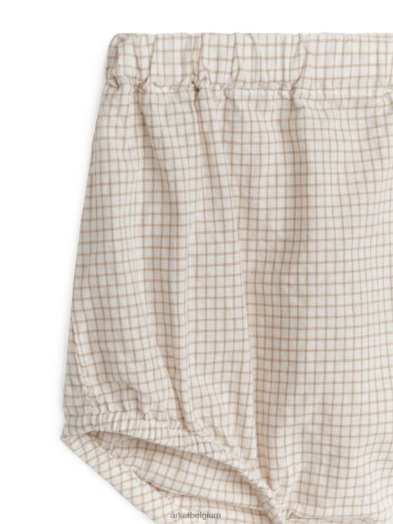 ARKET kleding 0DXJP1703 beige/ruit seersucker bloeiers kinderen