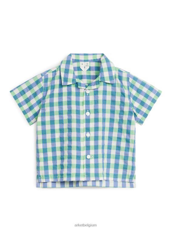 ARKET kleding 0DXJP1704 groen Blauw seersucker overhemd kinderen
