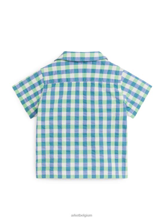 ARKET kleding 0DXJP1704 groen Blauw seersucker overhemd kinderen