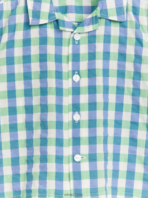 ARKET kleding 0DXJP1704 groen Blauw seersucker overhemd kinderen