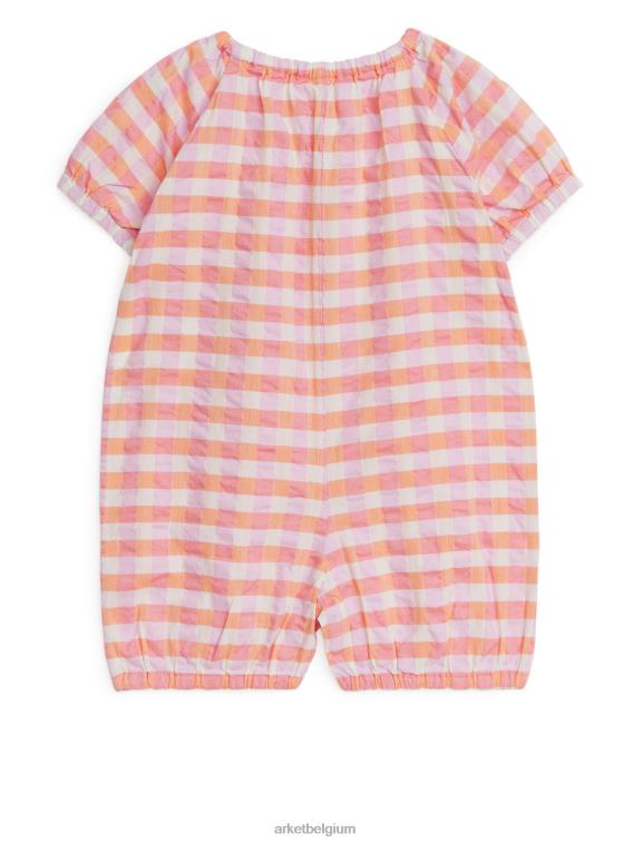 ARKET kleding 0DXJP1708 oranje/geruit seersucker rompertje kinderen