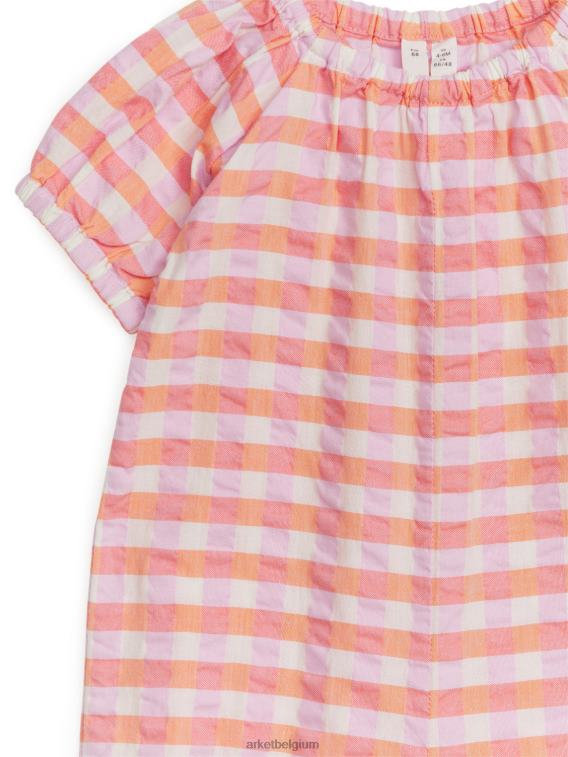ARKET kleding 0DXJP1708 oranje/geruit seersucker rompertje kinderen