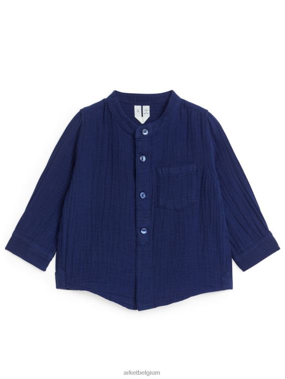 ARKET kleding 0DXJP1717 donkerblauw katoenen mousseline overhemd kinderen
