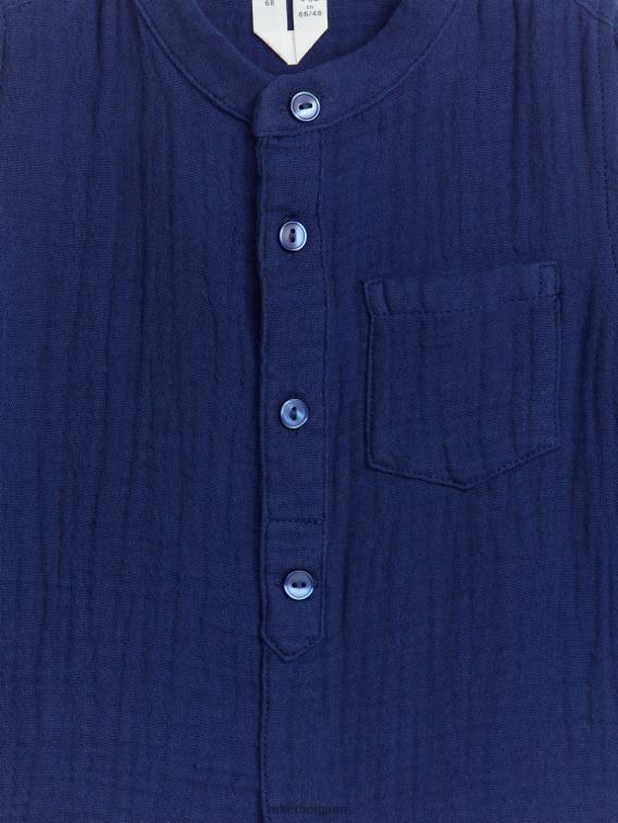 ARKET kleding 0DXJP1717 donkerblauw katoenen mousseline overhemd kinderen