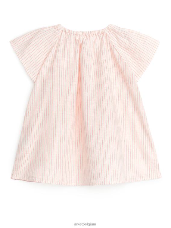ARKET kleding 0DXJP1720 gebroken wit/oranje linnen katoenen jurk kinderen