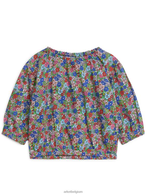 ARKET kleding 0DXJP1731 blauw/bloemig blouse met ballonmouwen kinderen