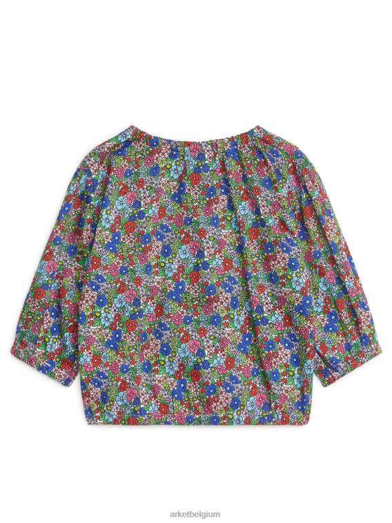 ARKET kleding 0DXJP1731 blauw/bloemig blouse met ballonmouwen kinderen