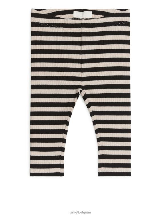 ARKET kleding 0DXJP1736 zwart/beige geribbelde legging kinderen