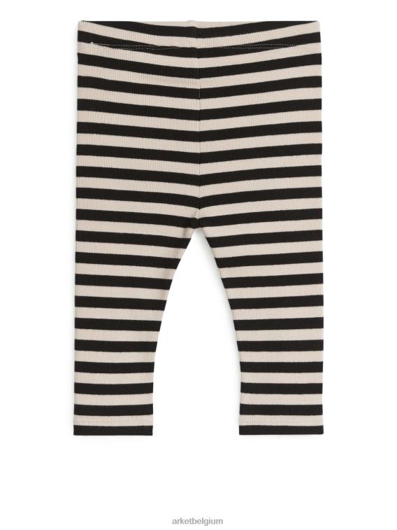 ARKET kleding 0DXJP1736 zwart/beige geribbelde legging kinderen