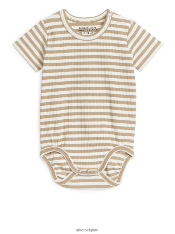 ARKET kleding 0DXJP1750 beige/gebroken wit katoenen bodysuit met korte mouwen kinderen