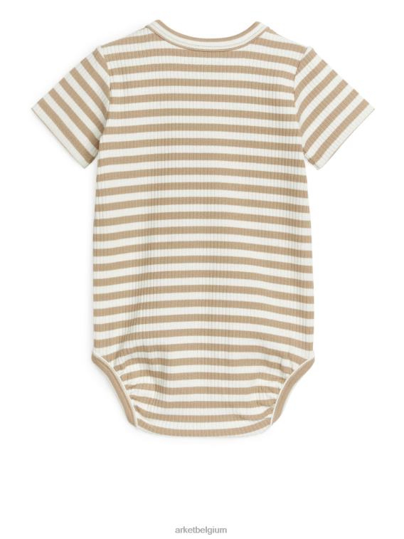 ARKET kleding 0DXJP1750 beige/gebroken wit katoenen bodysuit met korte mouwen kinderen