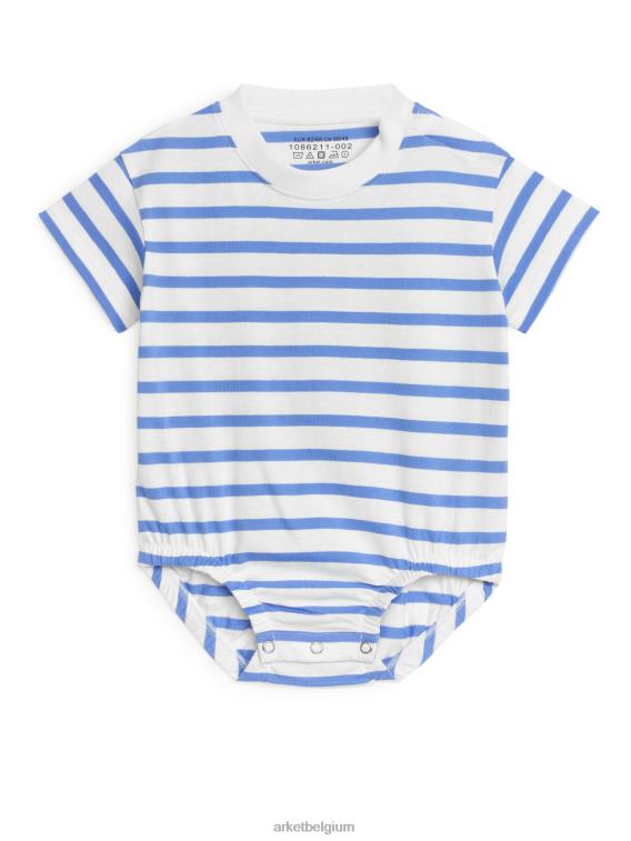 ARKET kleding 0DXJP1751 blauw Wit jersey rompertje met korte mouwen kinderen