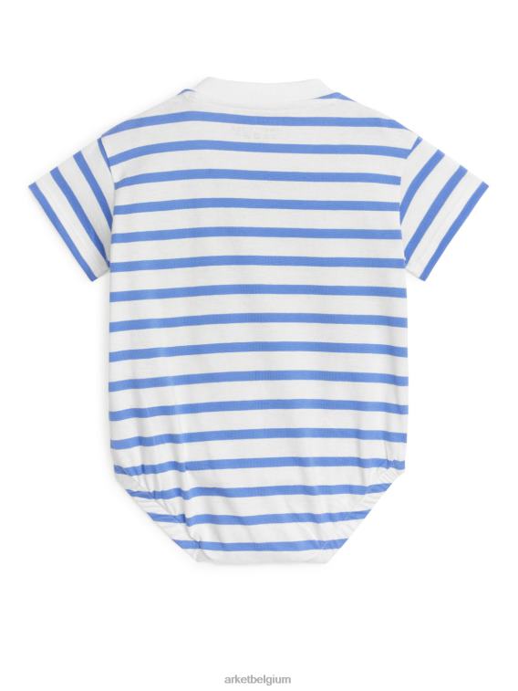 ARKET kleding 0DXJP1751 blauw Wit jersey rompertje met korte mouwen kinderen