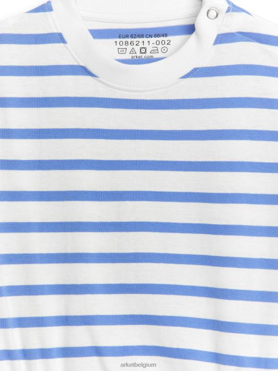 ARKET kleding 0DXJP1751 blauw Wit jersey rompertje met korte mouwen kinderen