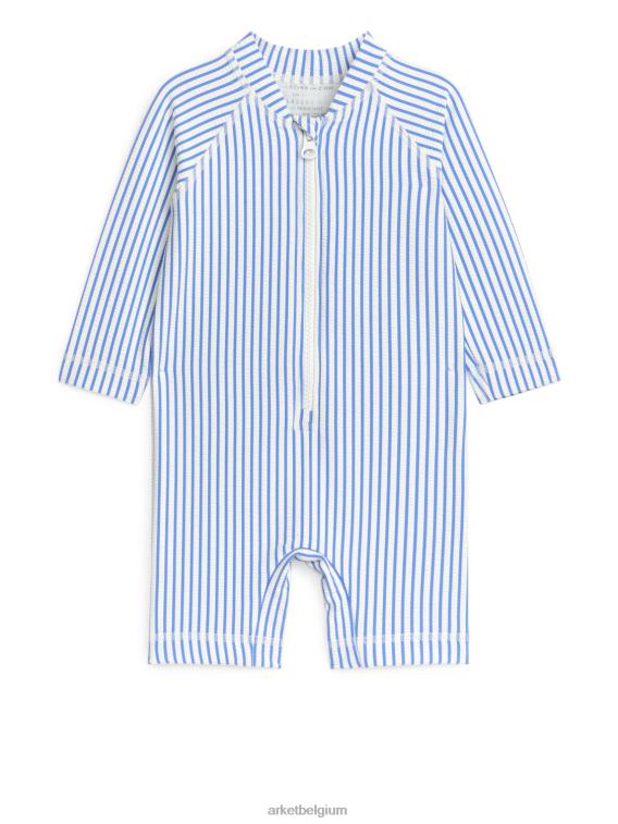 ARKET kleding 0DXJP1752 blauw/streep lange seersucker uv-zwemoverall kinderen