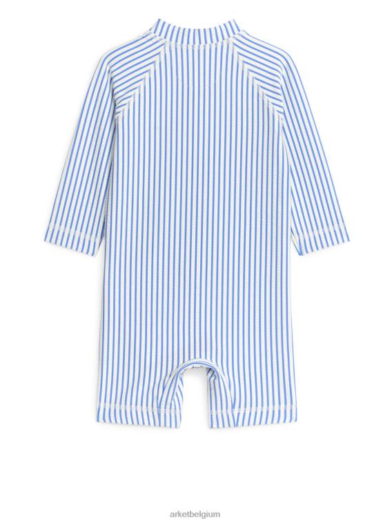 ARKET kleding 0DXJP1752 blauw/streep lange seersucker uv-zwemoverall kinderen