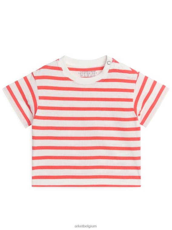 ARKET kleding 0DXJP1758 lichtbeige/wit/rood katoenen t-shirt set van 2 kinderen