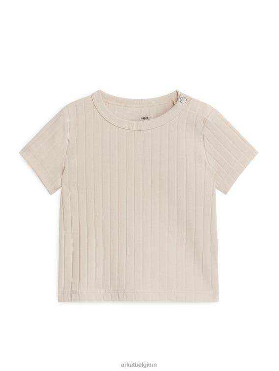 ARKET kleding 0DXJP1759 beige geribbeld t-shirt kinderen