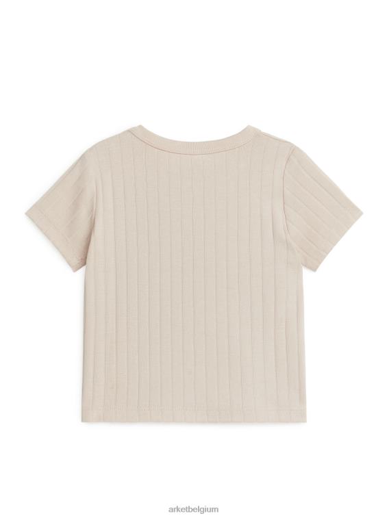 ARKET kleding 0DXJP1759 beige geribbeld t-shirt kinderen
