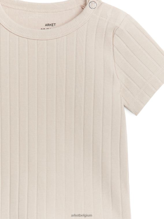 ARKET kleding 0DXJP1759 beige geribbeld t-shirt kinderen
