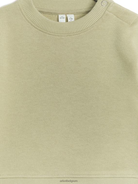 ARKET kleding 0DXJP1762 licht kakigroen losvallende katoenen sweater kinderen