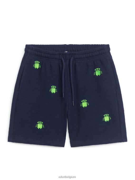 ARKET kleding 0DXJP1543 donkerblauw/robots robotgeborduurde sweatshorts kinderen