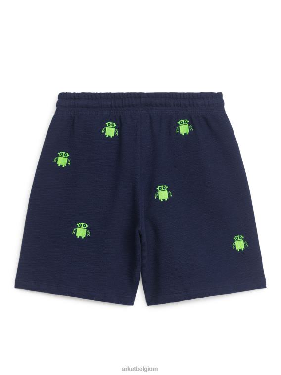 ARKET kleding 0DXJP1543 donkerblauw/robots robotgeborduurde sweatshorts kinderen