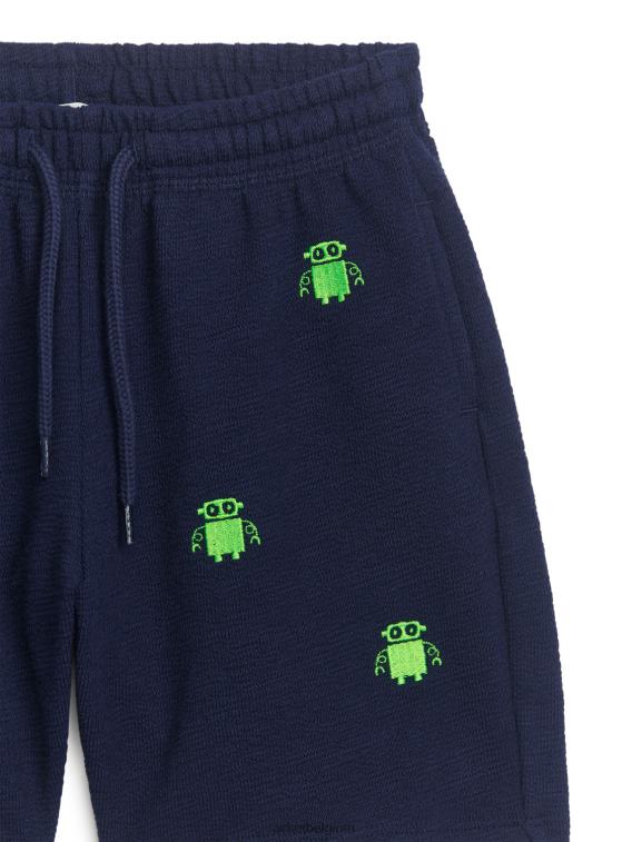 ARKET kleding 0DXJP1543 donkerblauw/robots robotgeborduurde sweatshorts kinderen